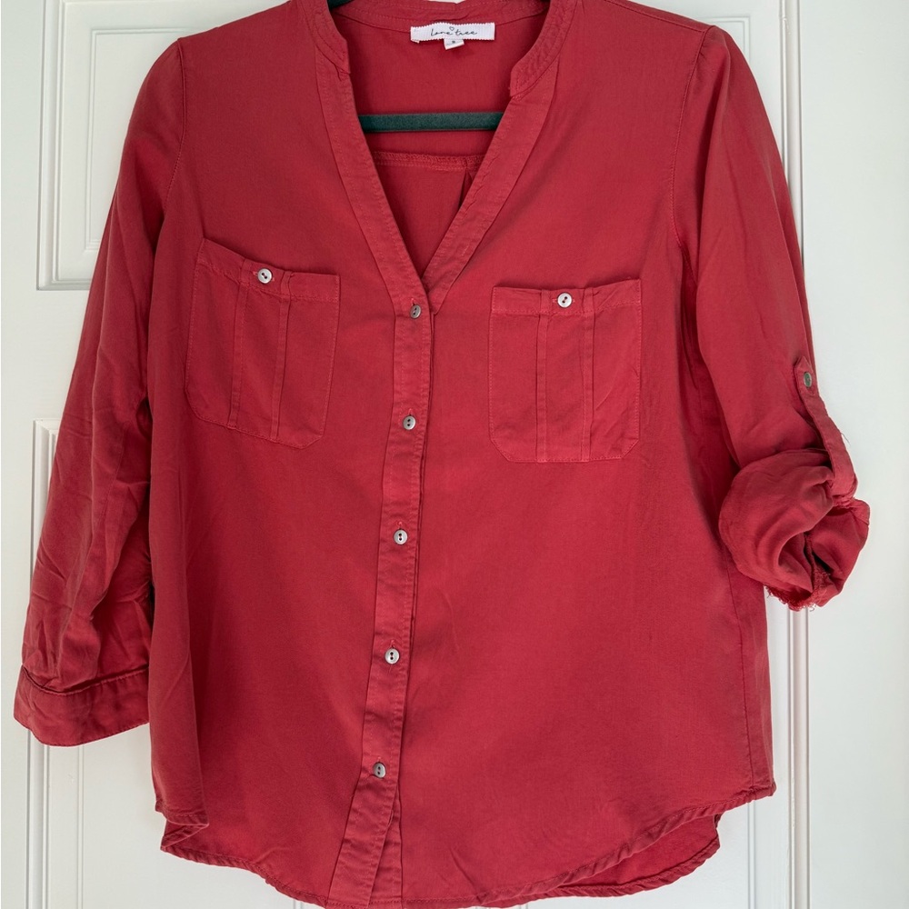 Love tree blouse in small cinnamon color.